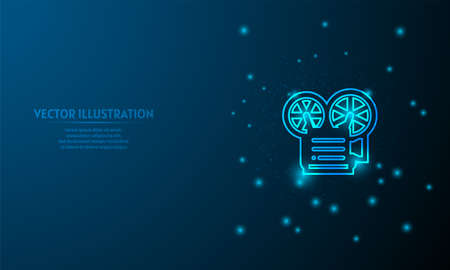 glowing movie player on blue abstract background.のイラスト素材