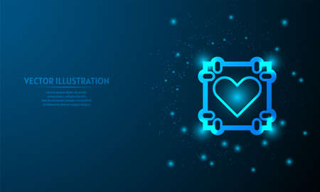 glowing love cake on blue abstract background.のイラスト素材