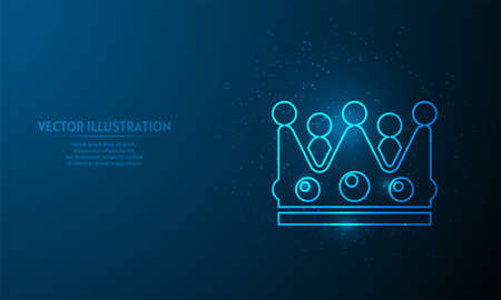 Glowing crown on blue abstract background. llines on blue background.のイラスト素材