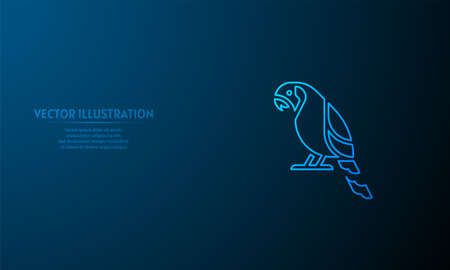 Glowing parrot on blue abstract background.のイラスト素材