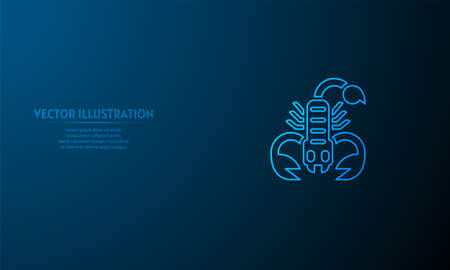 Glowing scorpio on blue abstract background.のイラスト素材