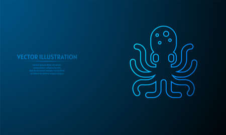 octopus on blue abstract background.のイラスト素材