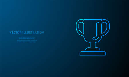 Trophy on blue abstract background.のイラスト素材