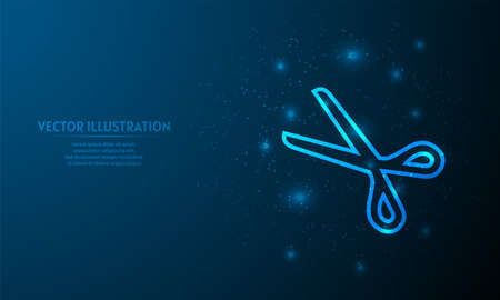 scissor on blue abstract background.  starlight backgroundのイラスト素材