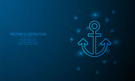 anchor on blue abstract background.  starlight backgroundのイラスト素材