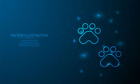 animal footprints on blue abstract background.  starlight backgroundのイラスト素材