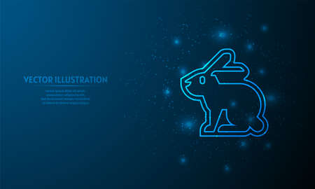 rabbit on blue abstract background. starlight backgroundのイラスト素材