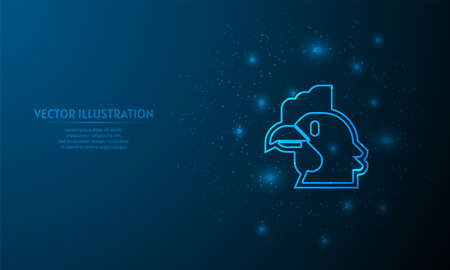 rooster head on blue abstract background. starlight backgroundのイラスト素材