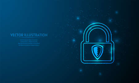 lock on blue abstract background.  starlight backgroundのイラスト素材