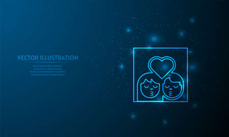 couple on blue abstract background.  starlight backgroundのイラスト素材