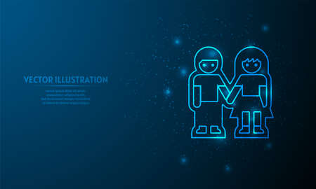 couple on blue abstract background.  starlight backgroundのイラスト素材