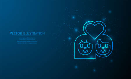 couple on blue abstract background.  starlight backgroundのイラスト素材