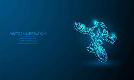 freestyle bmx on blue abstract background. simple blue background. Starlight backgroundのイラスト素材