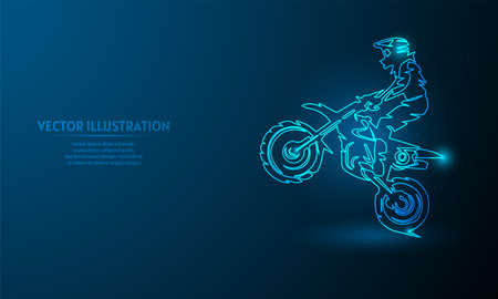 motorcross on blue abstract background. simple blue background. Starlight backgroundのイラスト素材