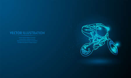 bmx on blue abstract background. simple blue background. Starlight backgroundのイラスト素材