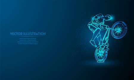 bmx on blue abstract background. simple blue background. Starlight backgroundのイラスト素材