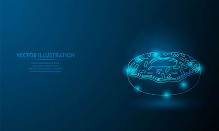 donut on blue abstract background. simple blue background. Starlight backgroundのイラスト素材
