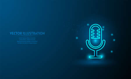 microphone on blue abstract background. simple blue background. Starlight backgroundのイラスト素材