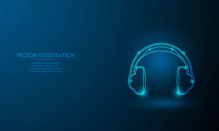 headset/headphone on blue abstract background. simple blue background. Starlight backgroundのイラスト素材