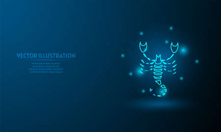 scorpio on blue abstract background. simple blue background. Starlight backgroundのイラスト素材