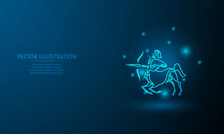 sagittarius on blue abstract background. simple blue background. Starlight backgroundのイラスト素材