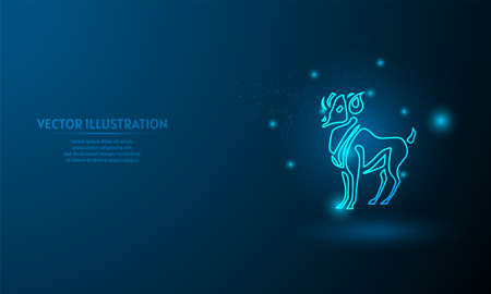aries on blue abstract background. simple blue background. Starlight backgroundのイラスト素材