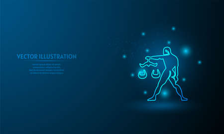 libra on blue abstract background. simple blue background. Starlight backgroundのイラスト素材