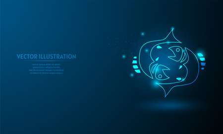 pisces on blue abstract background. simple blue background. Starlight backgroundのイラスト素材