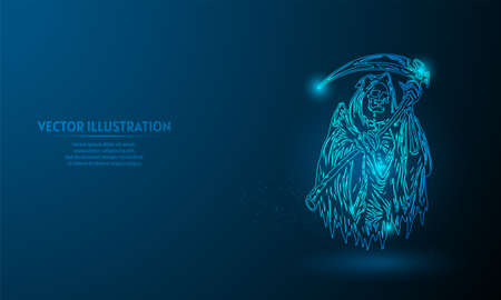 grim reaper on blue abstract background. simple blue background. Starlight backgroundのイラスト素材