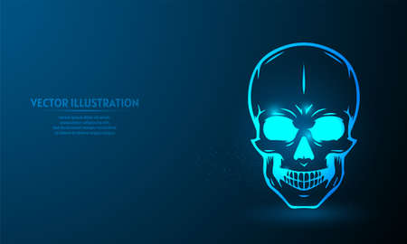 skull on blue abstract background. simple blue background. Starlight backgroundのイラスト素材