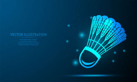 glowing badminton on a dark blue background of the space with shining stars.のイラスト素材