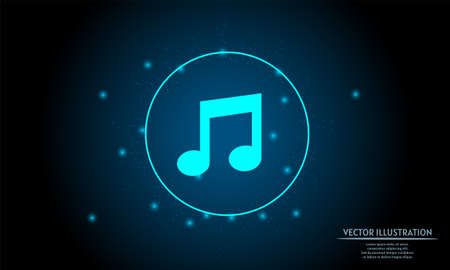 glowing music on dark blue background of the space with shining stars. music backgroundのイラスト素材