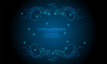 glowing dark blue background of the space with shining stars. frame glowingのイラスト素材