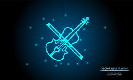 glowing biola on dark blue background of the space with shining stars. music backgroundのイラスト素材