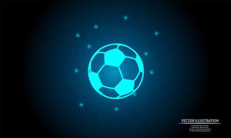 glowing soccer ball on dark blue background of the space with shining stars. soccer, futsal, football backgroundのイラスト素材