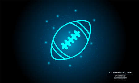 glowing american football on dark blue background of the space with shining stars. sport backgroundのイラスト素材
