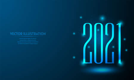 2021 years on blue abstract background. simple blue background. Starlight backgroundのイラスト素材