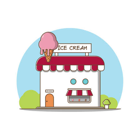 ice cream shop vector illustration flatのイラスト素材