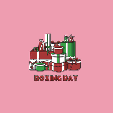 boxing day illustration, gift illustration vectorのイラスト素材