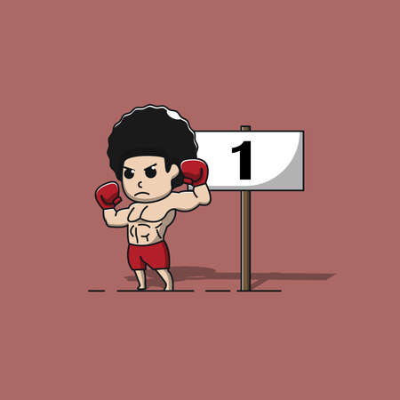 number one boxing player illustrationのイラスト素材