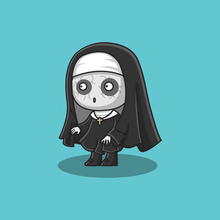 cute valak vector illustration. cute ghost illustrationのイラスト素材