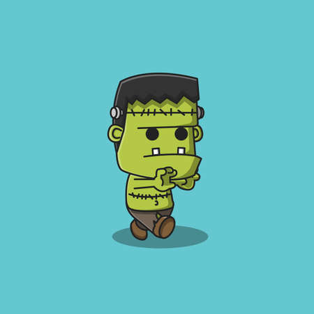 cute frankinstine vector illustration. cute ghost illustrationのイラスト素材