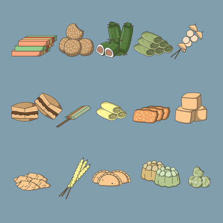 Indonesian food bundle vector illustrationのイラスト素材