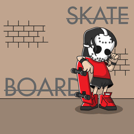 cool skateboard mask vector illustrationのイラスト素材