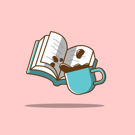coffee and book vector illustrationのイラスト素材