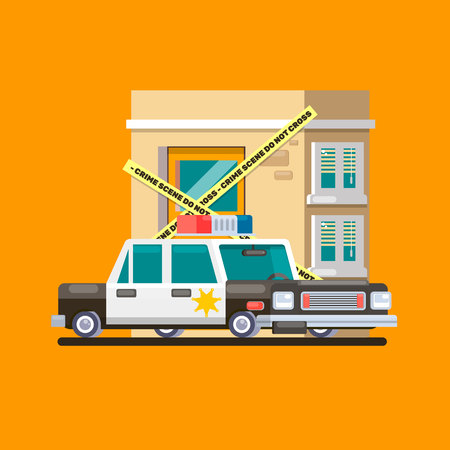 Police car patrol image Flat vector illustrationのイラスト素材