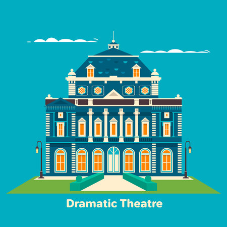Grand theatre or theatre. Building for entertainment. Great for landmark and culture leisure, performance theme. Vector illustratorのイラスト素材
