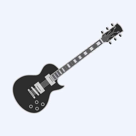 Acoustic Guitar Icon. Gray sign with guitar silhouette on light background. Flat vector illustration.のイラスト素材