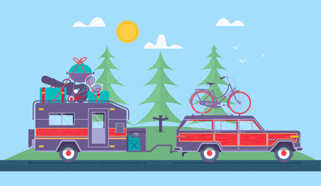 Road trip conceptのイラスト素材