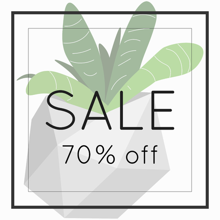 Sale 70 off sign over plant. Spring sale background bannerのイラスト素材
